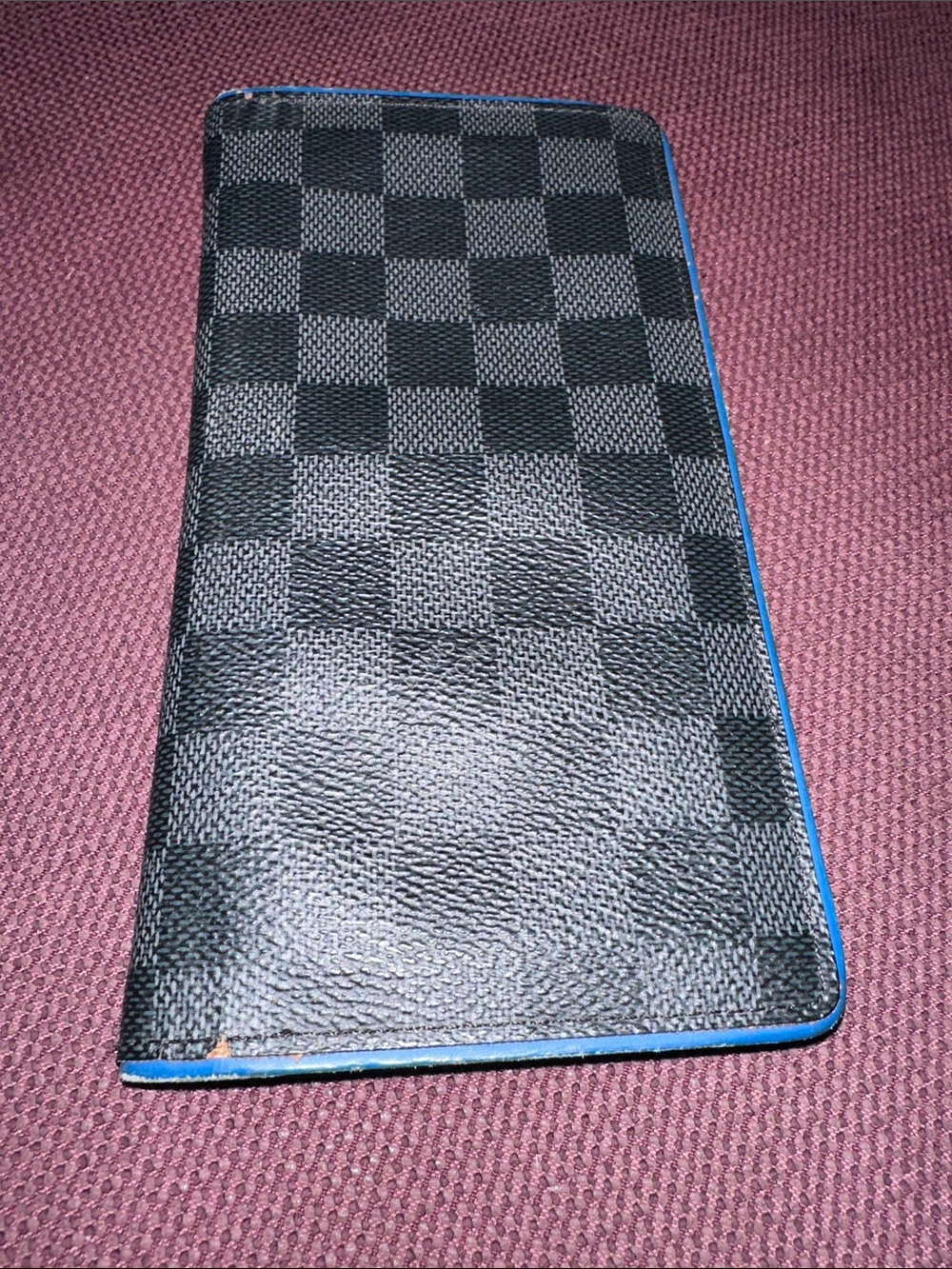 Louis Vuitton Graphite Coated Canvas & Blue Leather Long Brazza Wallet - Picture 1 of 9